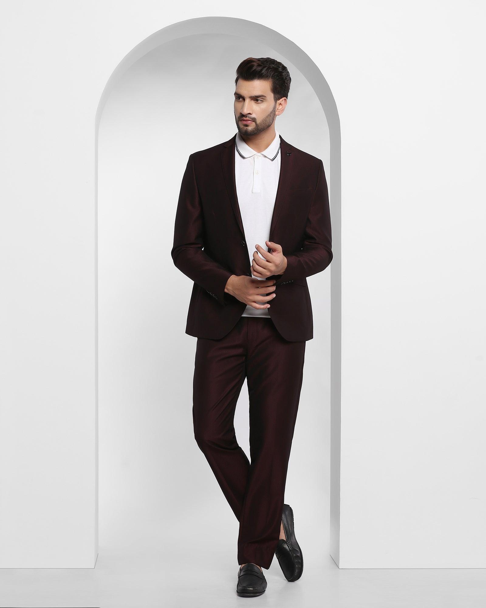 Burgundy Corduroy Suit with White and Black Shirt Outfits (4 ideas &  outfits) | Lookastic